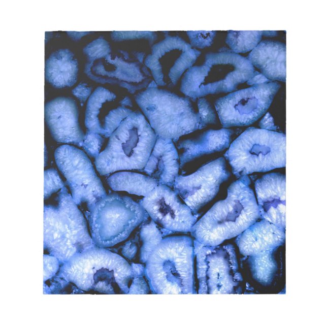 Blue Quartz Agate, blue Geodes, abstract pattern  Notepad (Front)