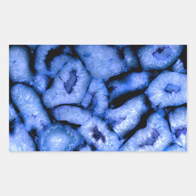 Blue Quartz Agate, blue Geodes, abstract pattern  Rectangular Sticker (Front)