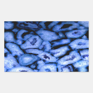 Blue Quartz Agate, blue Geodes, abstract pattern  Rectangular Sticker