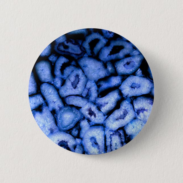 Blue Quartz Agate Geodes 6 Cm Round Badge (Front)