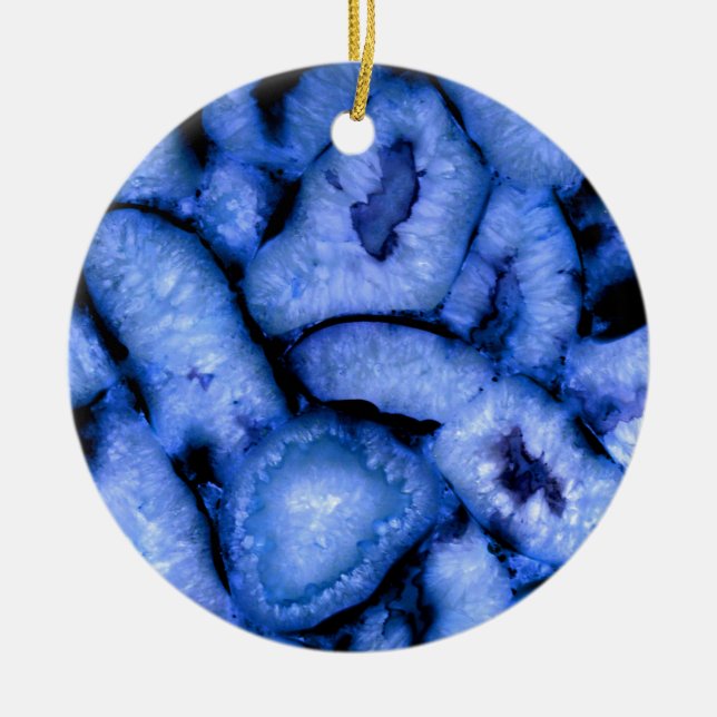 Blue Quartz Agate Geodes Ceramic Tree Decoration (Front)