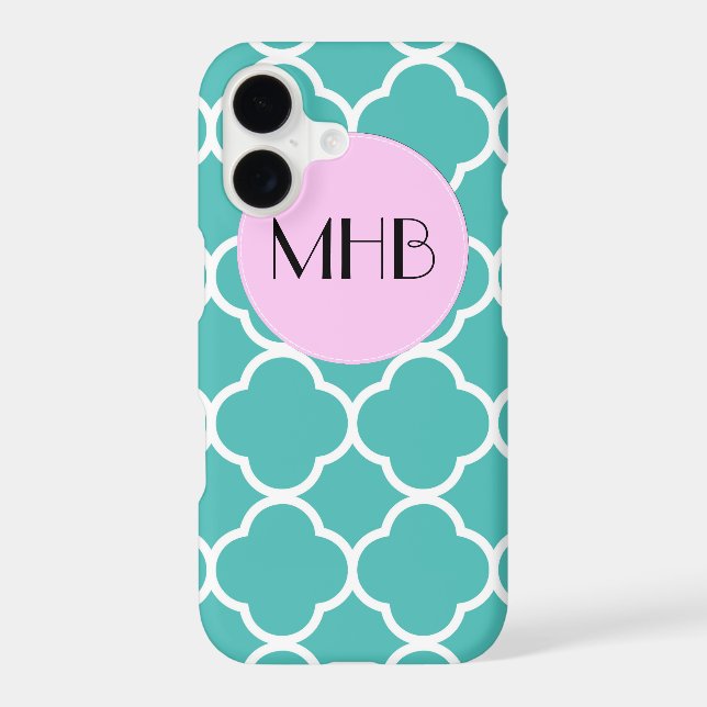 Blue Quatrefoil, Moroccan Trellis, Monogram (Back)