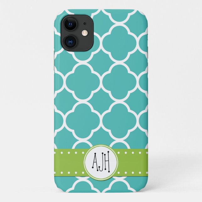 Blue Quatrefoil, Moroccan Trellis, Monogram Case-Mate iPhone Case (Back)