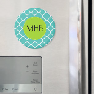 Blue Quatrefoil, Moroccan Trellis, Monogram Magnet