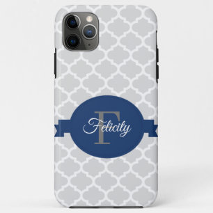 Blue Quatrefoil Personalised iPhone 11 Pro Max Case
