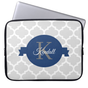 Blue Quatrefoil Personalised Laptop Sleeve