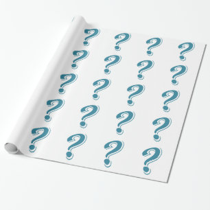 BLUE QUESTION MARK GRAPHICS CURIOUS WRAPPING PAPER