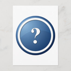 blue question mark round button postcard