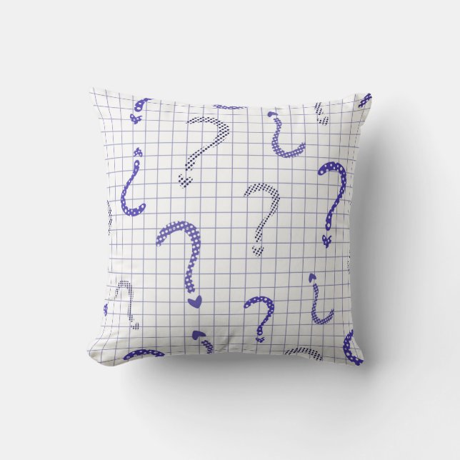 Blue question mark seamless pattern cushion (Front)