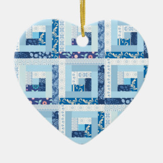 Blue Quilt Ceramic Tree Decoration