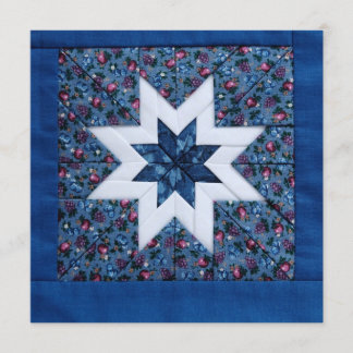 blue quilt star invitation