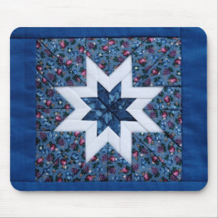blue quilt star mousepad