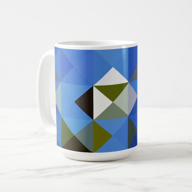 Blue Quilt Style Mug Cup (Front Left)