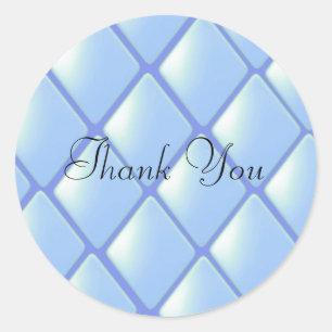 Blue Quilted Diamond Pattern Classic Round Sticker