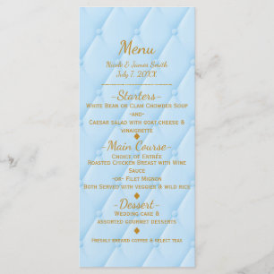 Blue Quilted Royal Storybook Princess Party Menu