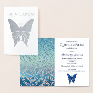 Blue Quinceanera Birthday Invitation
