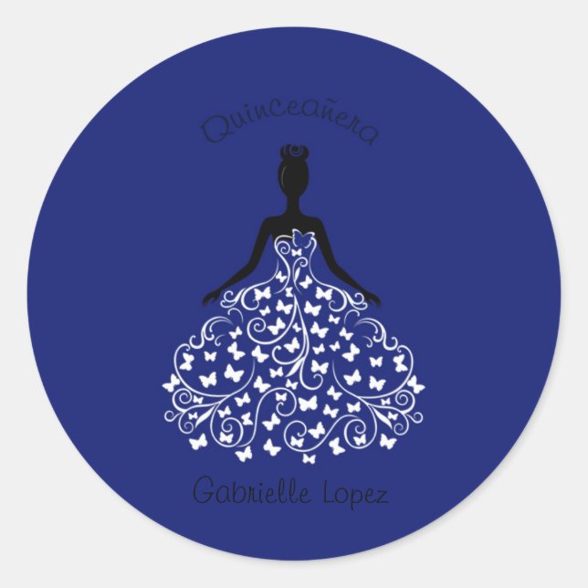 Blue Quinceanera Butterfly Gown Envelope Seals (Front)