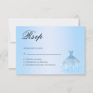 Blue Quinceanera Reply RSVP Card