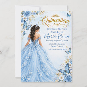  Blue Quinceañera   Sweet 15 Invitation 