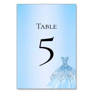 Blue Quinceanera Table Number Card