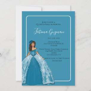 Blue Quinceañera With Flowers Quince Invitation