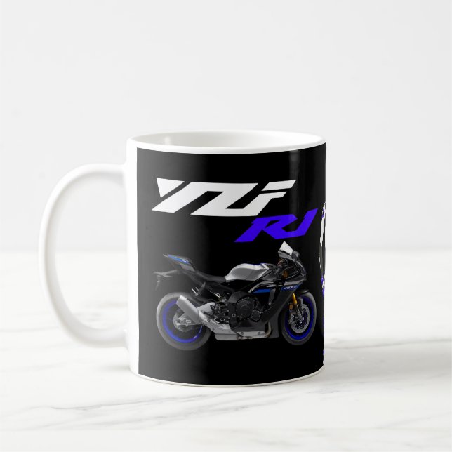 Blue R1 Sportsbike Motorcycle Coffee Mug (Left)