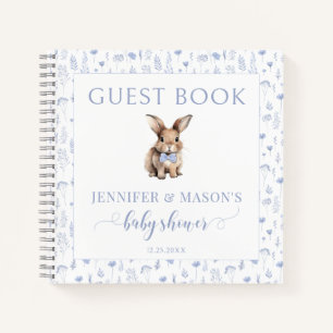Blue rabbit baby shower guest book gift notebook