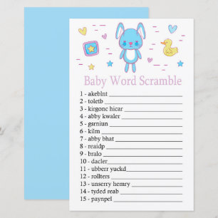 Blue Rabbit Baby word scramble game