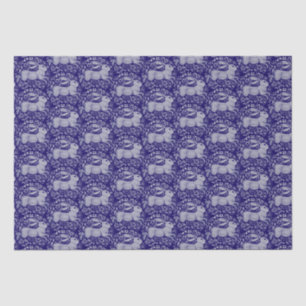 Blue Rabbit Bird Circle Morris Style Pattern Tissue Paper
