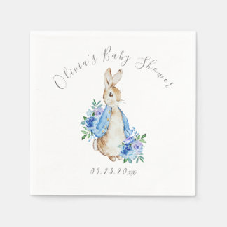 Blue Rabbit Boy Girl Baby Shower Napkins
