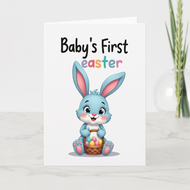 Blue Rabbit Easter Pattern Card (Front)