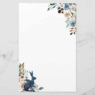 Blue Rabbit Floral Corner Stationery