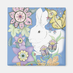 Blue Rabbit Magnet (square)