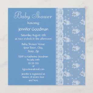 Blue Rabbits Baby Boy Shower Invites