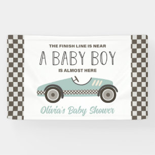 blue Race Car Baby Shower Banner