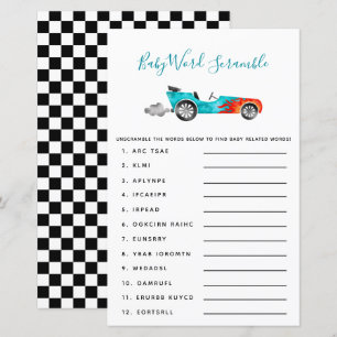 Blue Race Car Baby Word Scramble Game