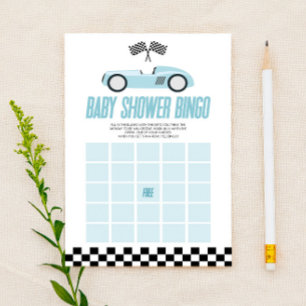 Blue Race Car Bingo Baby Shower Game