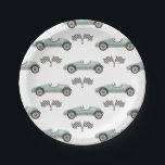 blue Race Car Birthday Paper Plates<br><div class="desc">Fast One Race Car 1st Birthday plate with blue vintage race car.</div>