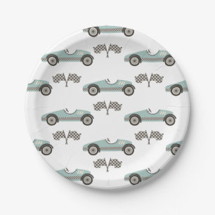 blue Race Car Birthday Paper Plates