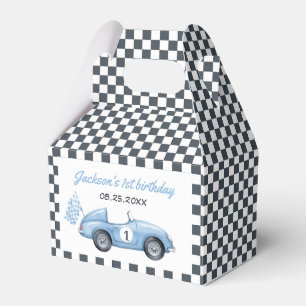 Blue Race Car Boy 1st Birthday Favour Box