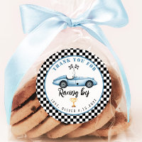Blue race car Boy Birthday Thank you for racing by