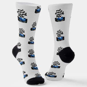 Blue Race Car - Chequered Flag Sports Socks