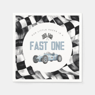 Blue Race Car Fast One 1st birthday party Napkin