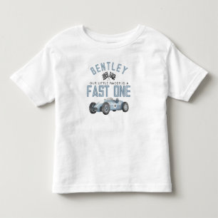 Blue Race Car Fast One Birthday Boy Shirt