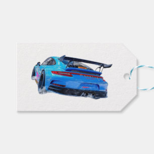 Blue race car gift tags
