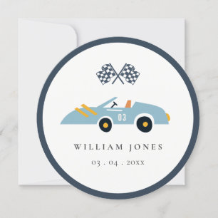 Blue Race Car Kids Birthday Cupcake Topper Digital Invitation
