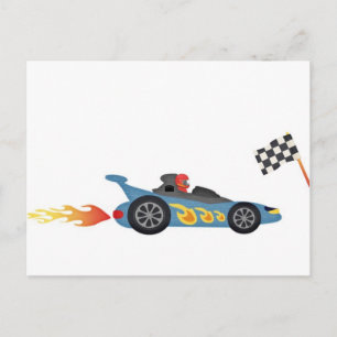 Blue Race Car Postcard
