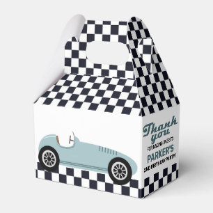 Blue Race Car Racing Birthday Party Chequered Favour Box