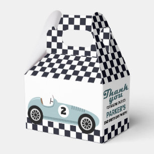 Blue Race Car Racing Birthday Party Chequered Favour Box