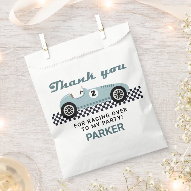 Blue Race Car Racing Birthday Party Favour Bags (Clipped)